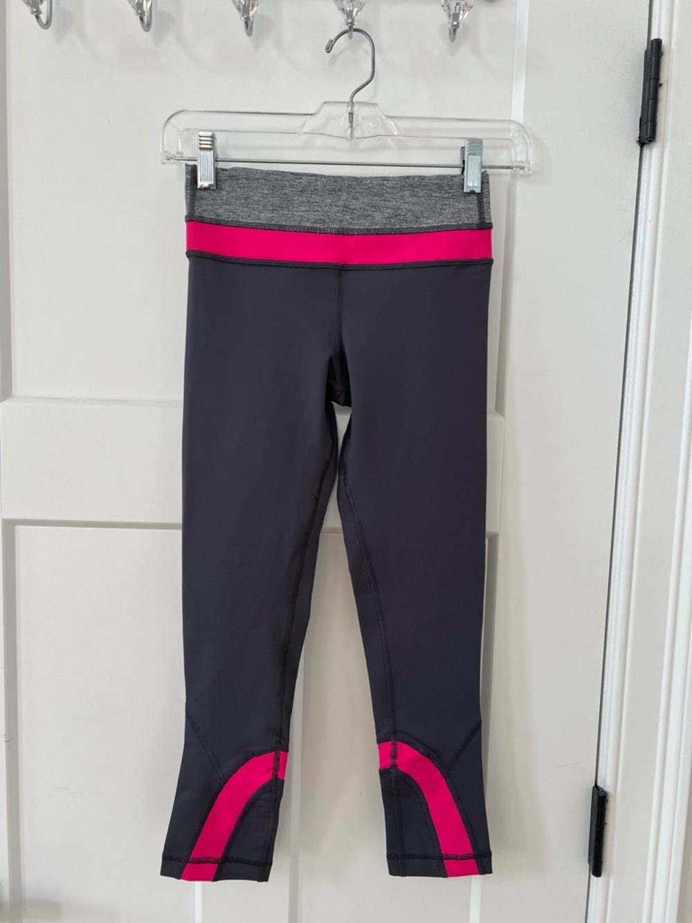 Lululemon Performance Capri Leggings - Charcoal with Pink Trim